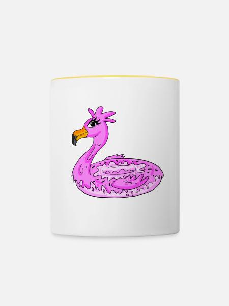 Flamingo Donut - Tasse zweifarbig - Weiß/Gelb