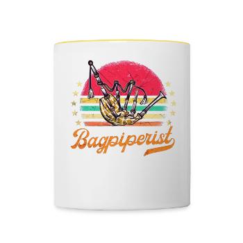 Cornemuse Kilt Écossais Beat Cornemuse - Mug contrasté - blanc/jaune - Devant