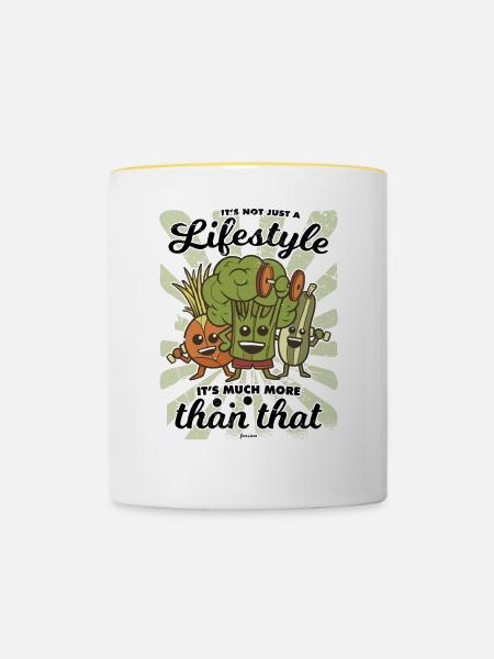 vegan Gemüse Lifestyle Lebensmittel - Tasse zweifarbig - Weiß/Gelb