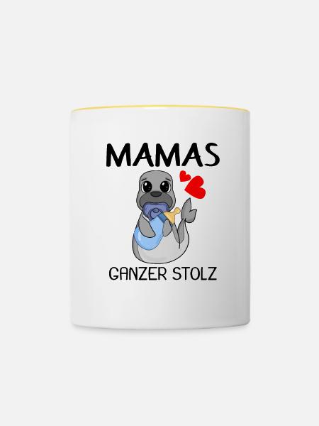 Baby Geburt Schwanger - Tasse zweifarbig - Weiß/Gelb