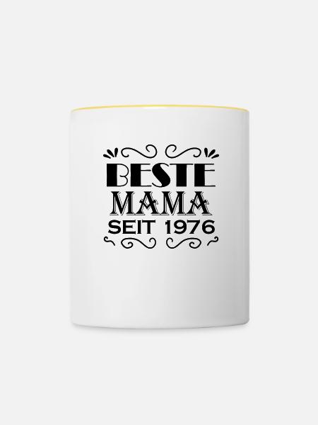 Beste Mama seit 1976 - Tasse zweifarbig - Weiß/Gelb
