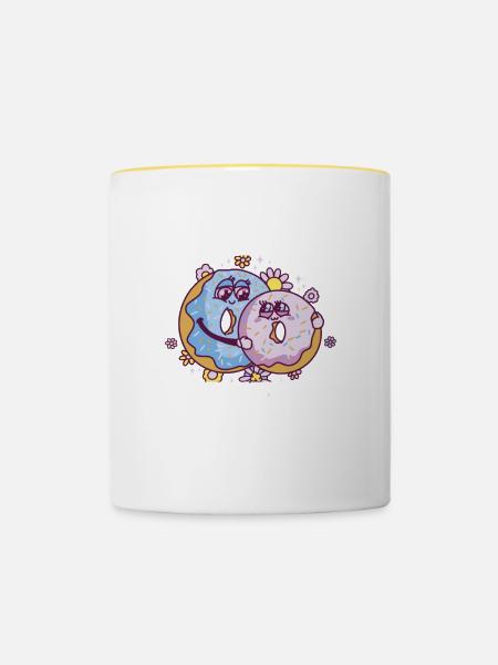 Donut - Tasse zweifarbig - Weiß/Gelb