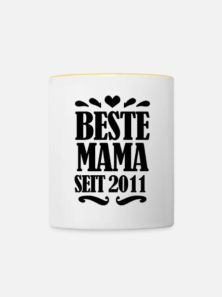Beste Mama seit 2011 - Tasse zweifarbig - Weiß/Gelb