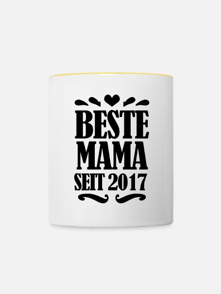 Beste Mama seit 2017 - Tasse zweifarbig - Weiß/Gelb