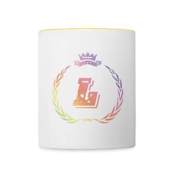 L Letter wreath - Contrasting Mug - white/yellow - Front