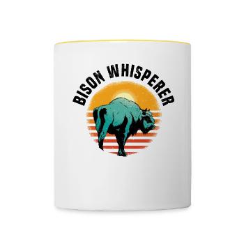 Buffalo Bison Ox Indian American - Contrasting Mug - white/yellow - Front