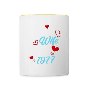Anniversaire Meilleure épouse depuis 1977 Mariage - Mug contrasté - blanc/jaune - Devant