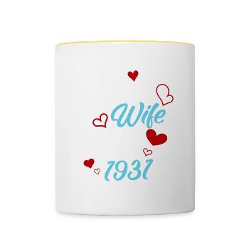 Anniversary Best Wife Since 1931 Wedding - Contrasting Mug - white/yellow - Front