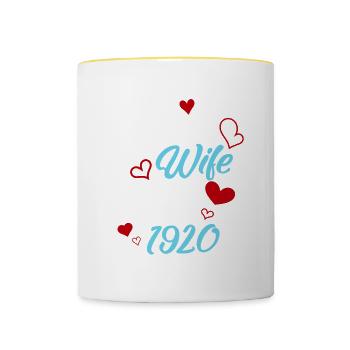 Anniversary Best Wife Since 1920 Wedding - Contrasting Mug - white/yellow - Front