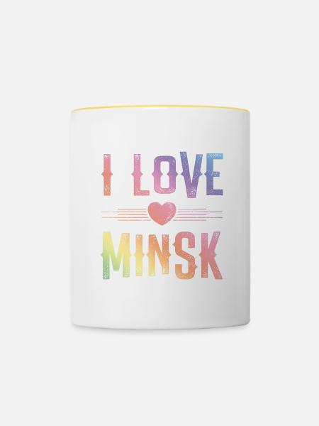 I Love Minsk - Tasse zweifarbig - Weiß/Gelb