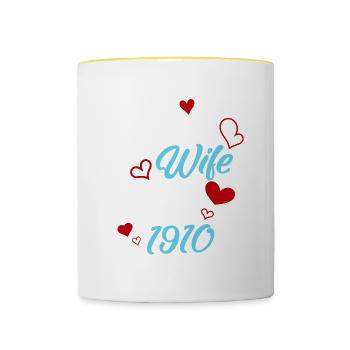 Jubiläum Trauerbeste Ehefrau seit 1910 Hochzeit - Tasse zweifarbig - Weiß/Gelb - Vorne
