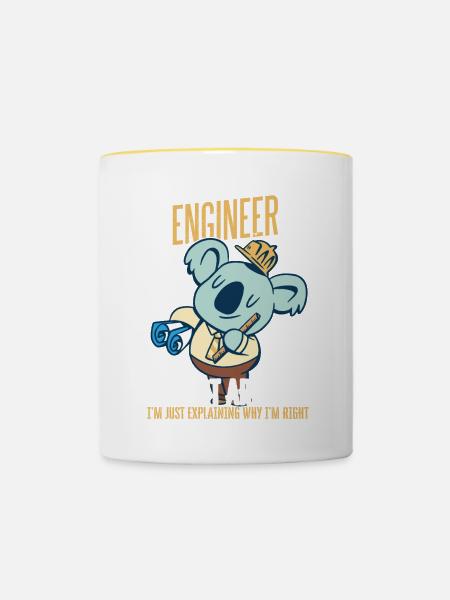 Ingenieur Ich streite nicht Lustiger Ingenieur - Tasse zweifarbig - Weiß/Gelb