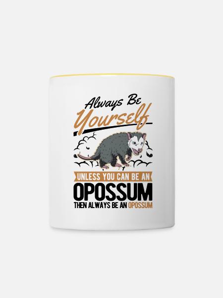 Opossum Geschenk Possum Beutelratte - Tasse zweifarbig - Weiß/Gelb