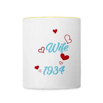 Anniversary Best Wife Since 1934 Wedding - Contrasting Mug - white/yellow - Front