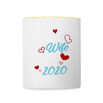 Anniversaire Meilleure épouse depuis 2020 Mariage - Mug contrasté - blanc/jaune - Devant