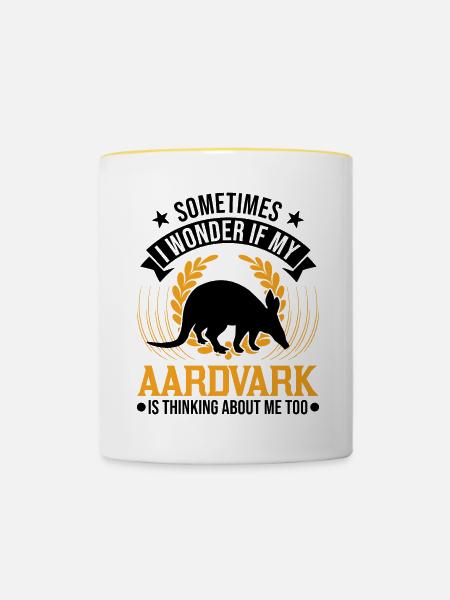Erdferkel Geschenk Aardvark - Tasse zweifarbig - Weiß/Gelb