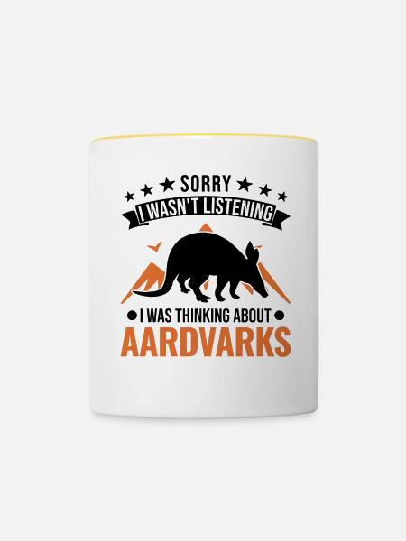 Erdferkel Geschenk Aardvark - Tasse zweifarbig - Weiß/Gelb