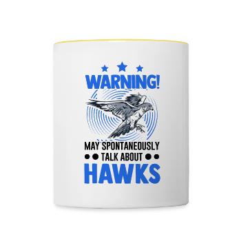 Warning Falke Falkner Kestrel Falconry Falkner - Contrasting Mug - white/yellow - Front