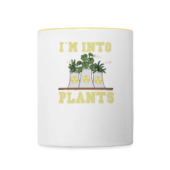 Nuclear power plant Nuclear energy Renewable energy - Contrasting Mug - white/yellow - Front
