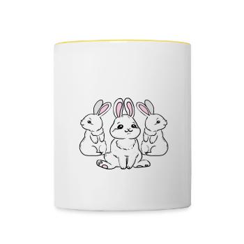 Kaninchen Nur noch ein Kaninchen versprochen - Tasse zweifarbig - Weiß/Gelb - Vorne