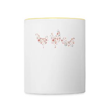 Hühner Hühnergöttin Hühnerhalter Geschenk - Tasse zweifarbig - Weiß/Gelb - Vorne