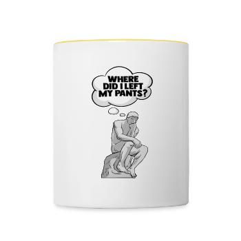 Denker Statue Hose Design für einen - Tasse zweifarbig - Weiß/Gelb - Vorne