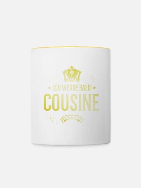 Ich werde Bald Cousine - Tasse zweifarbig - Weiß/Gelb