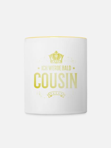 Ich werde Bald Cousin - Tasse zweifarbig - Weiß/Gelb