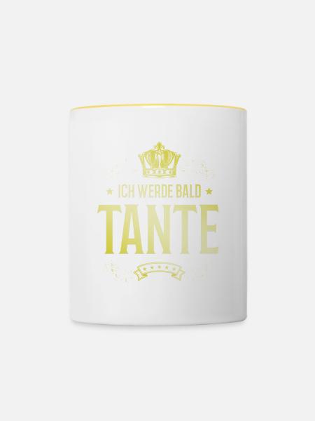 Ich werde Bald Tante - Tasse zweifarbig - Weiß/Gelb