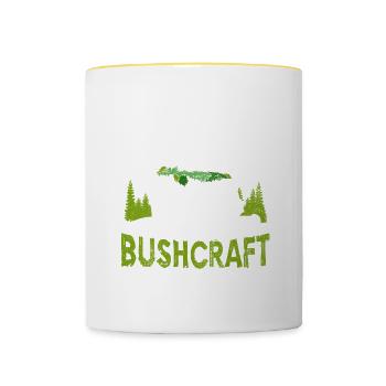 Ich mag Bushcraft Survival Überleben Bushcrafter - Tasse zweifarbig - Weiß/Gelb - Vorne