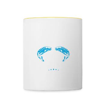 Mon compagnon de pêche m’appelle Papa Pêcheur Pêche - Mug contrasté - blanc/jaune - Devant