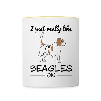 Beagle Dog Dog Lovers Citation Cadeau - Mug contrasté - blanc/jaune - Devant
