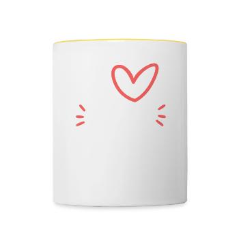 J’aime les petits humains pédiatre pédiatre médecin pédiatrique - Mug contrasté - blanc/jaune - Devant