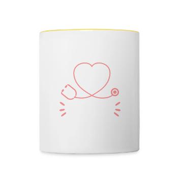 Je prends soin de Tiny Humans Pediatrics Pediatrician - Mug contrasté - blanc/jaune - Devant