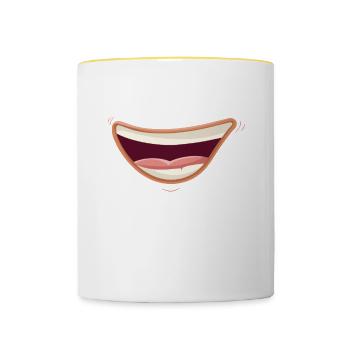 today I go to the dentist - Contrasting Mug - white/yellow - Front