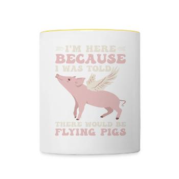 On m’a dit qu’il y aurait des cochons volants 9 - Mug contrasté - blanc/jaune - Devant