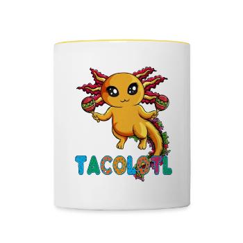 Axolotl Lurch dans le rôle de Taco Mexico Cinco de Mayo - Mug contrasté - blanc/jaune - Devant