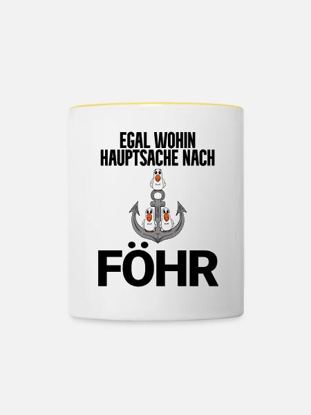 Nordsee Föhr - Tasse zweifarbig - Weiß/Gelb