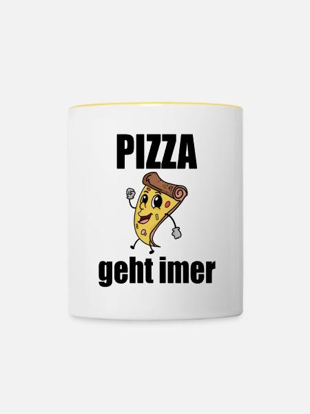 Pizza geht immer - Tasse zweifarbig - Weiß/Gelb