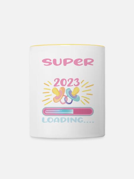Super Mamma Loading... - Tasse zweifarbig - Weiß/Gelb