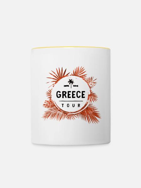 Greece Tour Bunt - Tasse zweifarbig - Weiß/Gelb