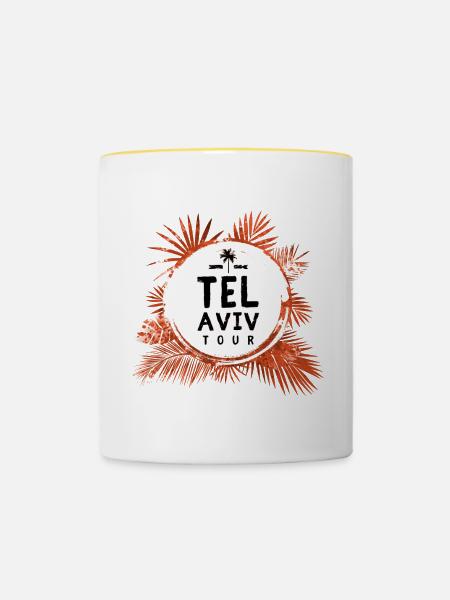 Tel Aviv Tour Bunt - Tasse zweifarbig - Weiß/Gelb