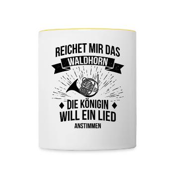 Waldhorn Waldhornspieler Waldhornist - Tasse zweifarbig - Weiß/Gelb - Vorne