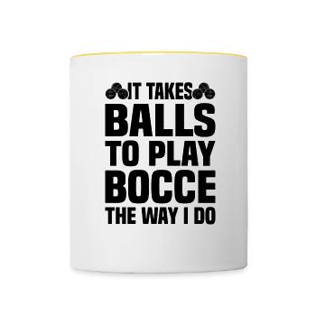 Boccia Petanque Boule Bocciaspieler Lyonnais - Tasse zweifarbig - Weiß/Gelb - Vorne