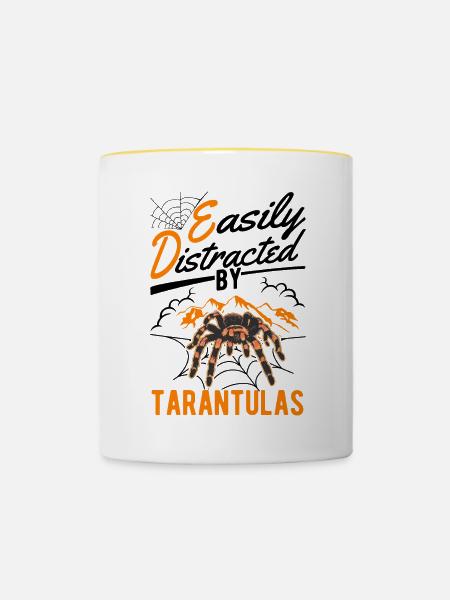 Easily distracted by Tarantulas Tarantel - Tasse zweifarbig - Weiß/Gelb