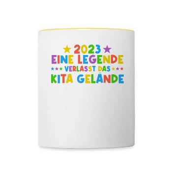 2023 Eine Legende Kita Absolvent - Tasse zweifarbig - Weiß/Gelb - Vorne