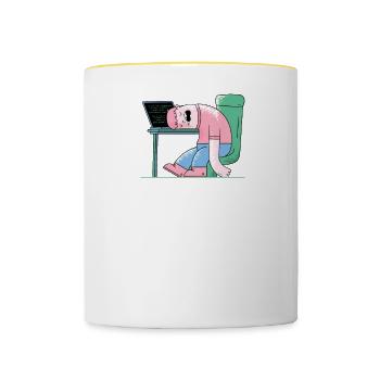 Hacker Programmeur Développeur Informatique - Mug contrasté - blanc/jaune - Devant