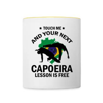 Capoeira pour arts martiaux mixtes et kickboxing - Mug contrasté - blanc/jaune - Devant
