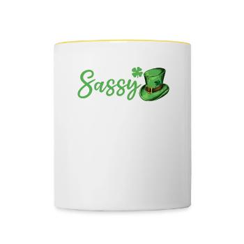 Je suis le lutin impertinent de la Saint-Patrick - Mug contrasté - blanc/jaune - Devant