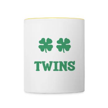 Chanceux d’être un frère de jumeaux Saint-Patrick - Mug contrasté - blanc/jaune - Devant